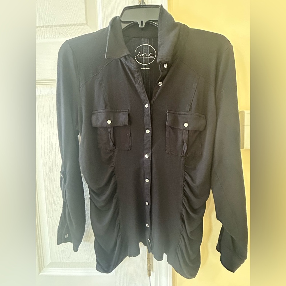 INC International Concepts Women’s Black Button-Down Shirt